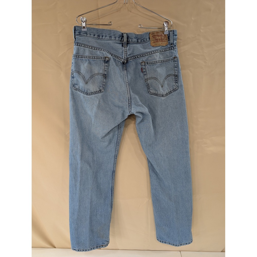 Levi's 505 Regular Fit Jeans Mens W36 L32 Light Wash Denim - Picture 4 of 8